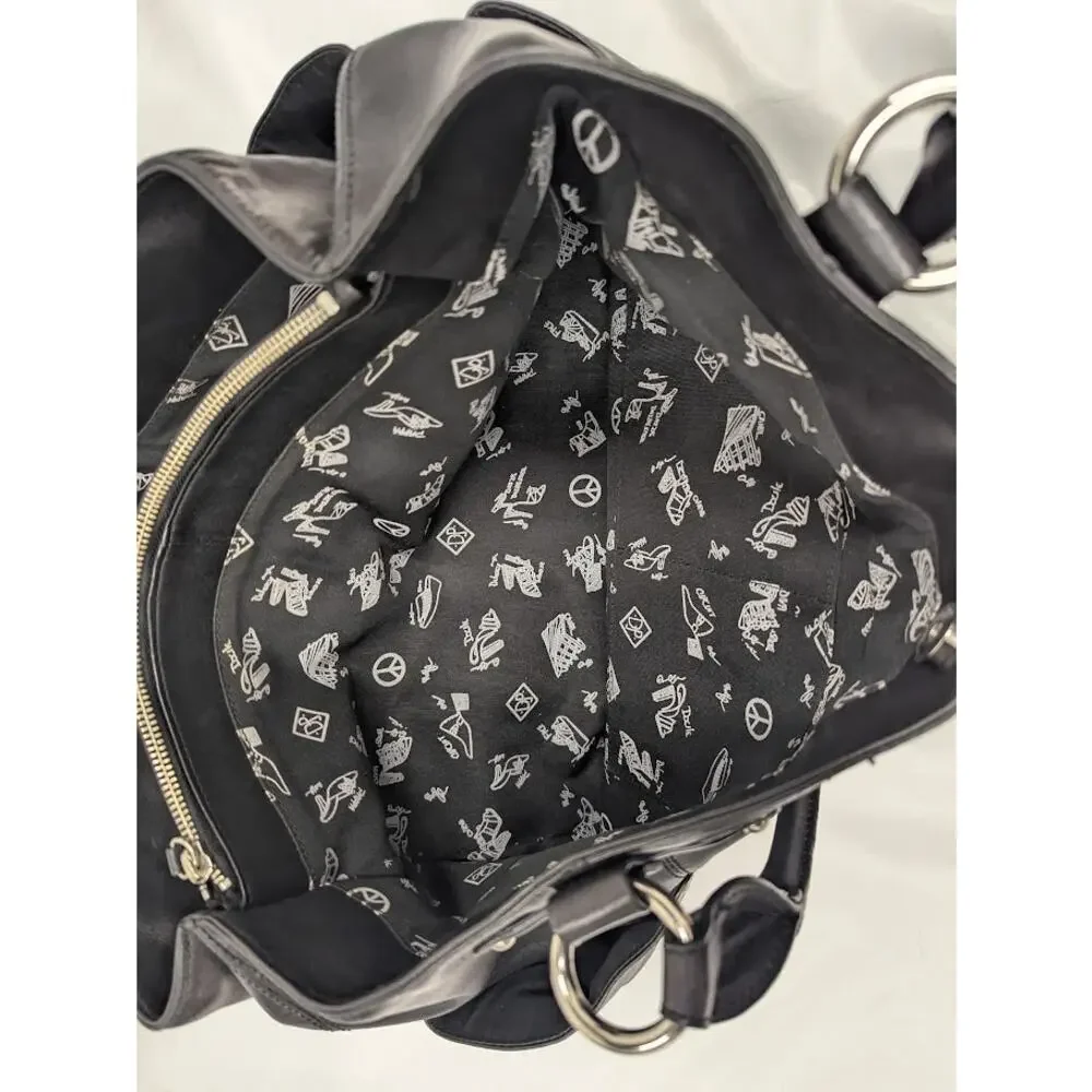 Donald J. Pliner Black Leather Satchel Tote Shoulder Bag Purse with Change Purse - Picture 4 of 9